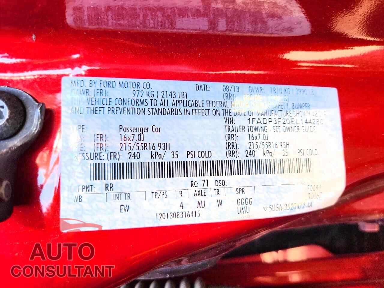 FORD FOCUS 2014 - 1FADP3F20EL144280