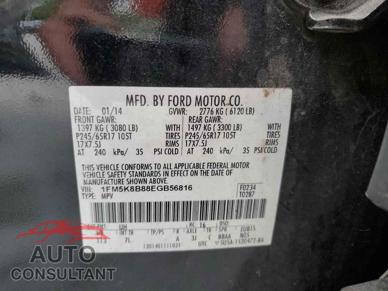 FORD EXPLORER 2014 - 1FM5K8B88EGB56816