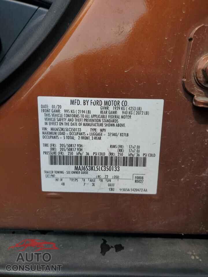FORD ECOSPORT 2020 - MAJ6S3KL5LC350133