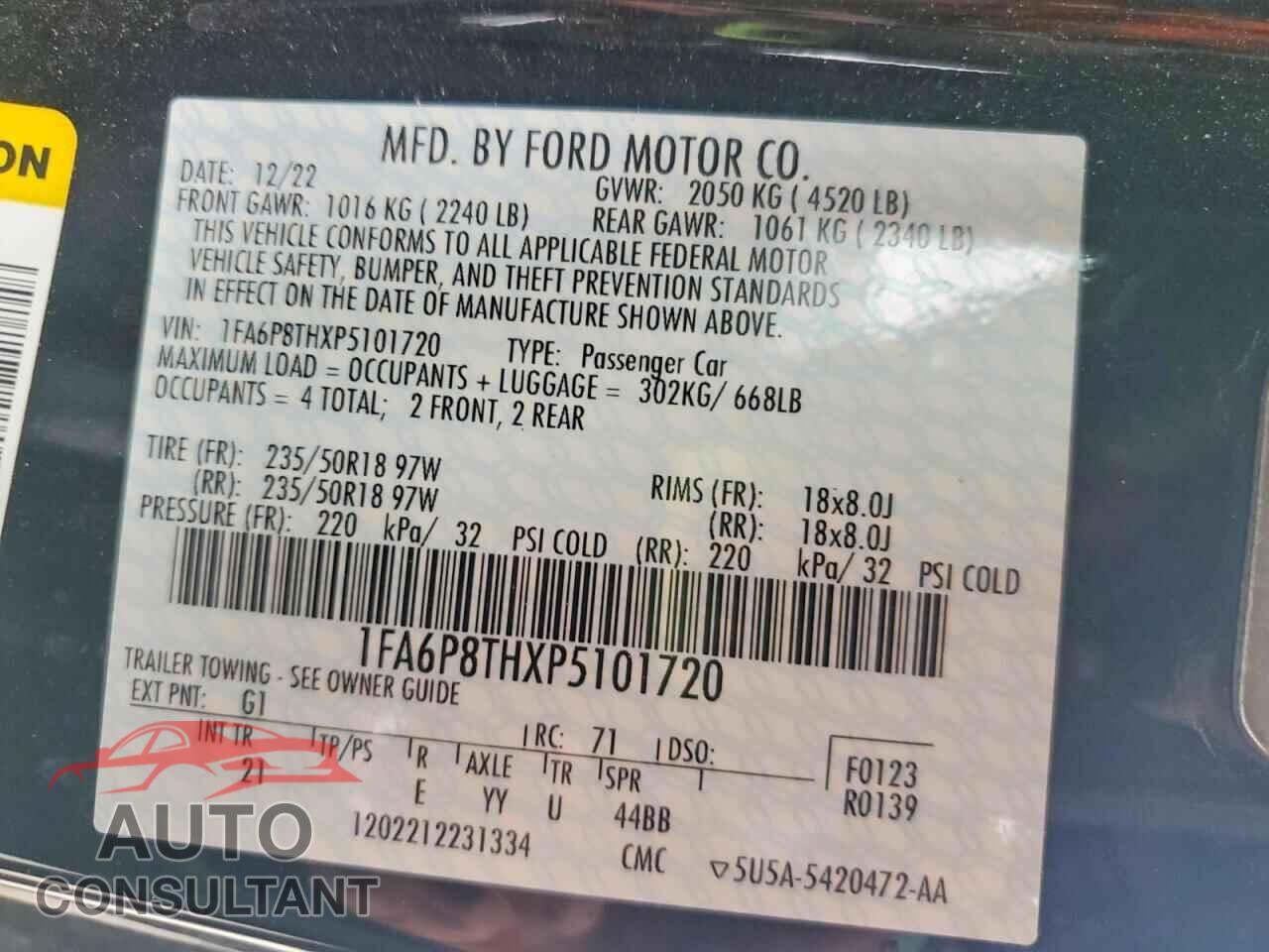 FORD MUSTANG 2023 - 1FA6P8THXP5101720