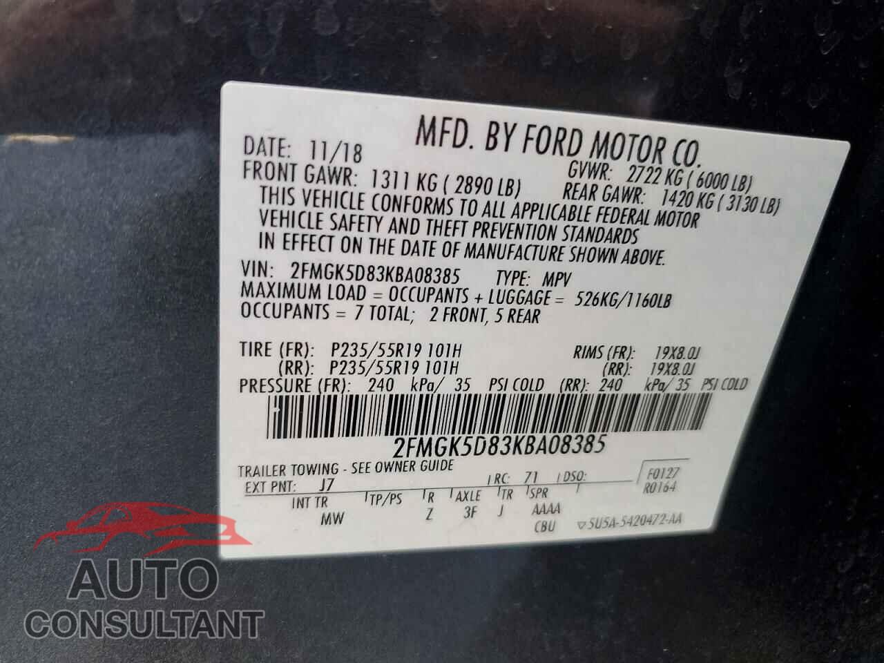 FORD FLEX 2019 - 2FMGK5D83KBA08385