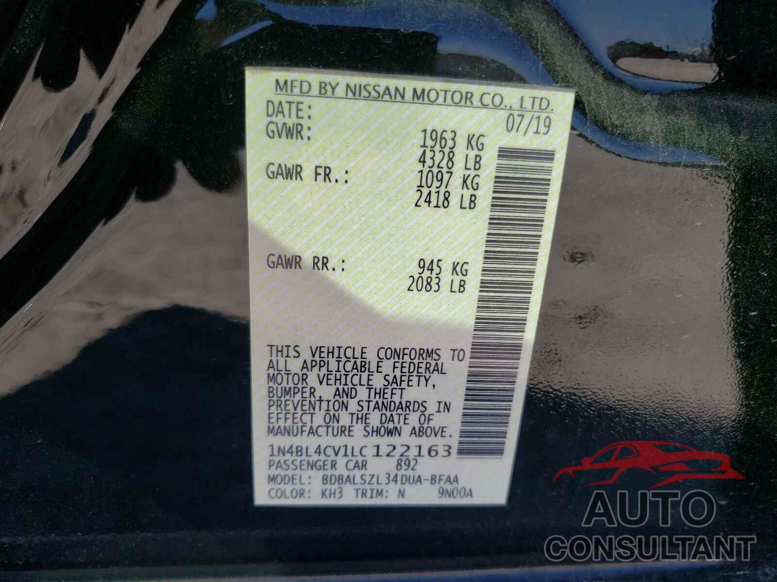 NISSAN ALTIMA 2020 - 1N4BL4CV1LC122163