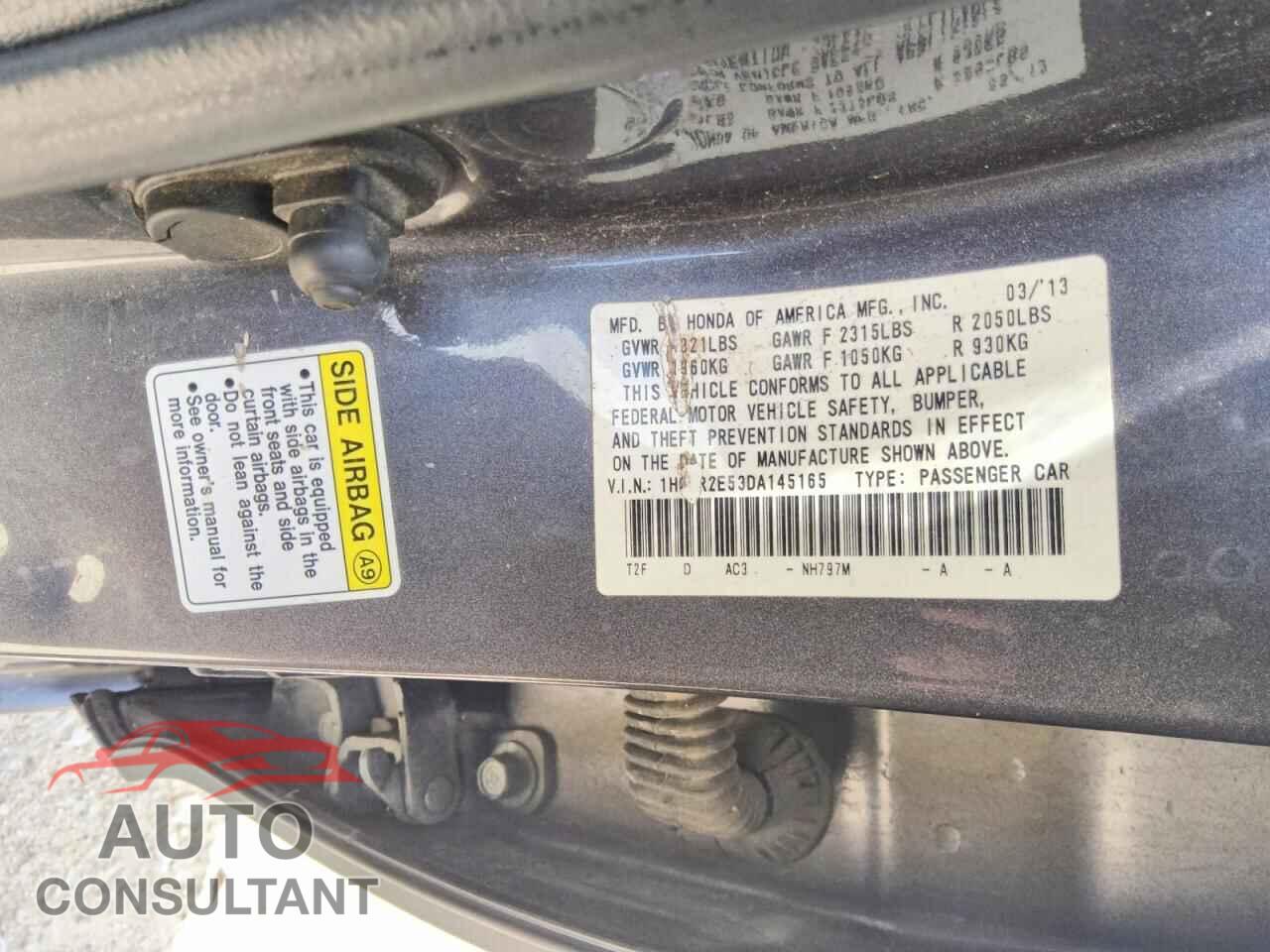 HONDA ACCORD 2013 - 1HGCR2E53DA145165