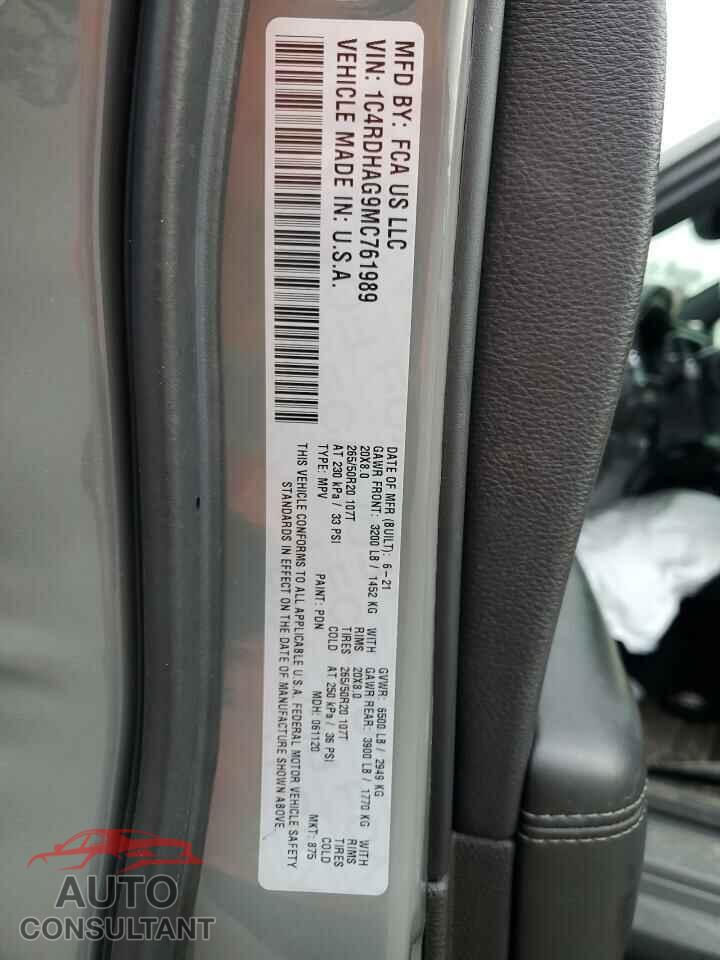 DODGE DURANGO 2021 - 1C4RDHAG9MC761989