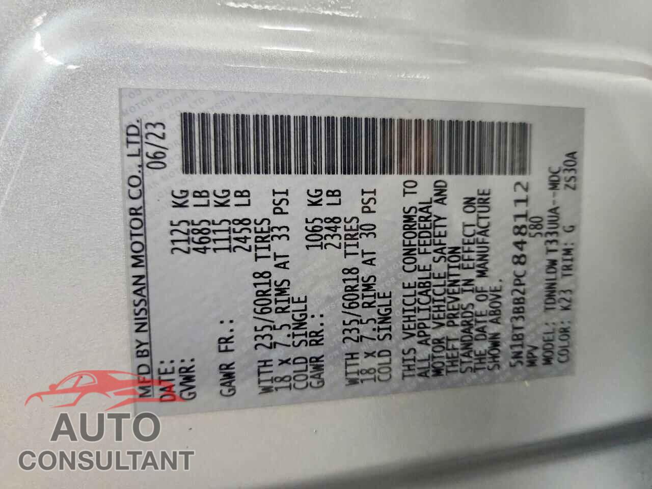 NISSAN ROGUE 2023 - 5N1BT3BB2PC848112