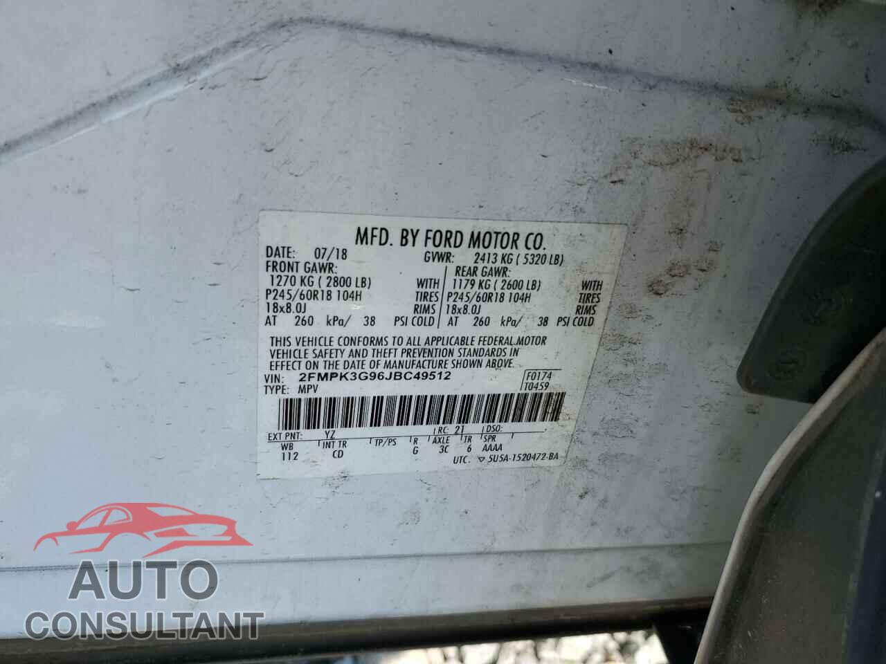 FORD EDGE 2018 - 2FMPK3G96JBC49512