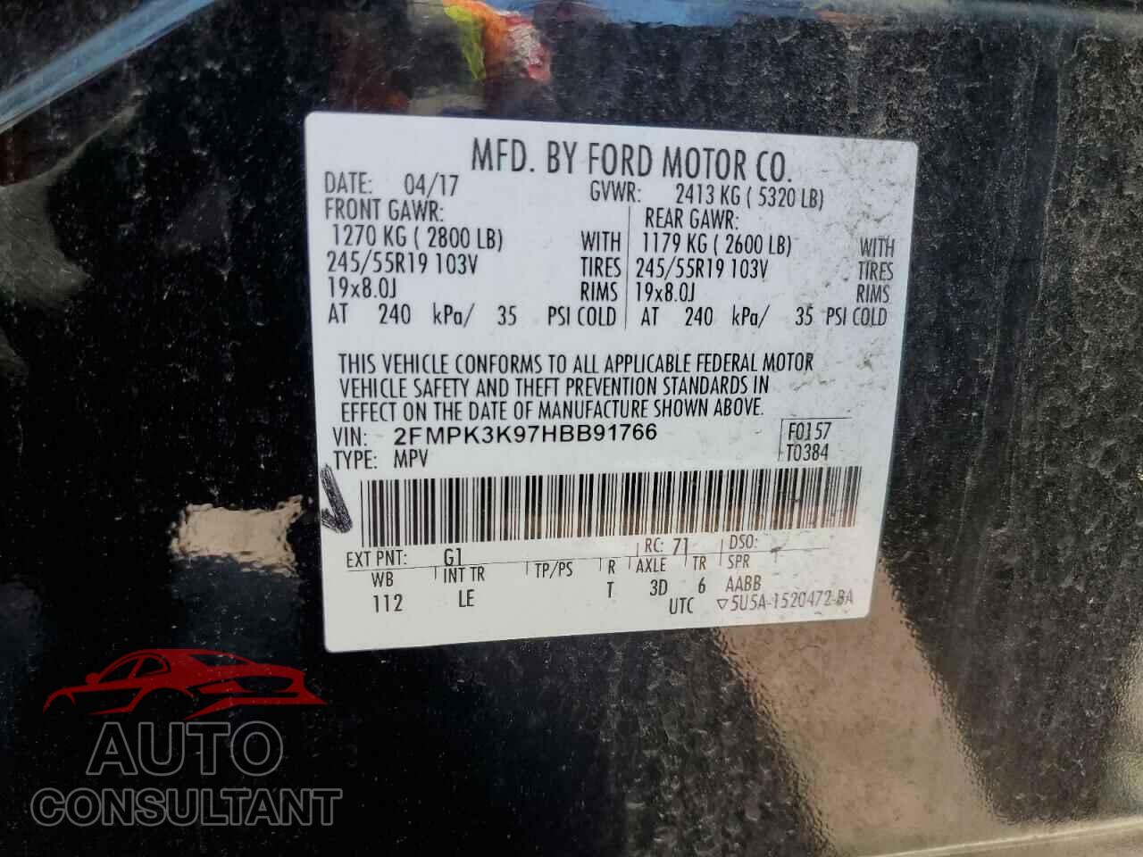 FORD EDGE 2017 - 2FMPK3K97HBB91766