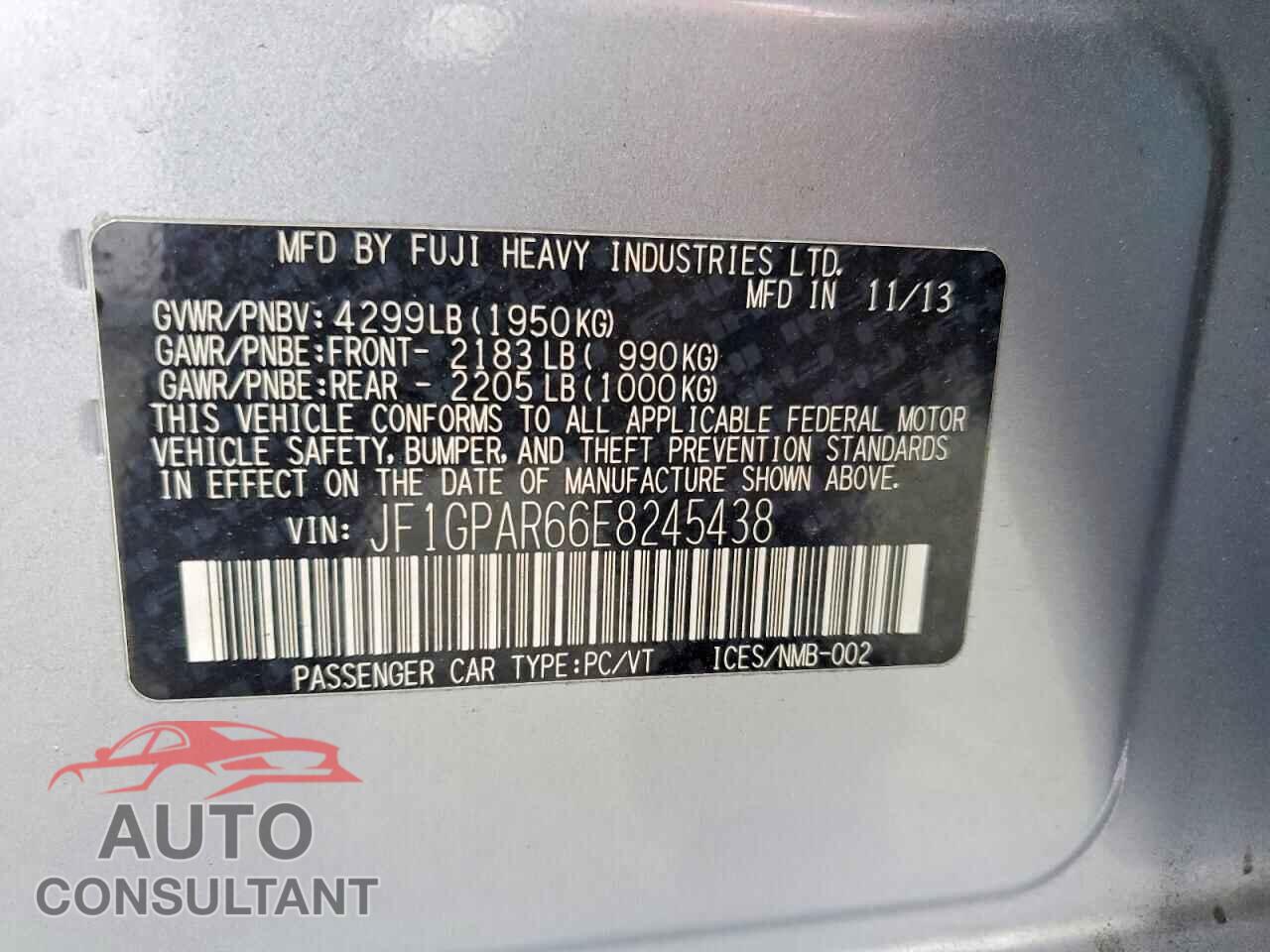 SUBARU IMPREZA 2014 - JF1GPAR66E8245438
