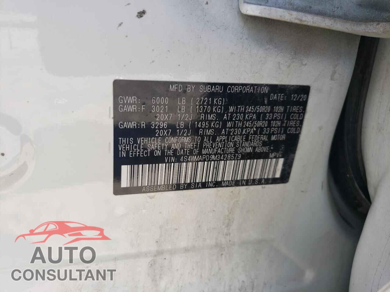 SUBARU ASCENT 2021 - 4S4WMAPD9M3428579