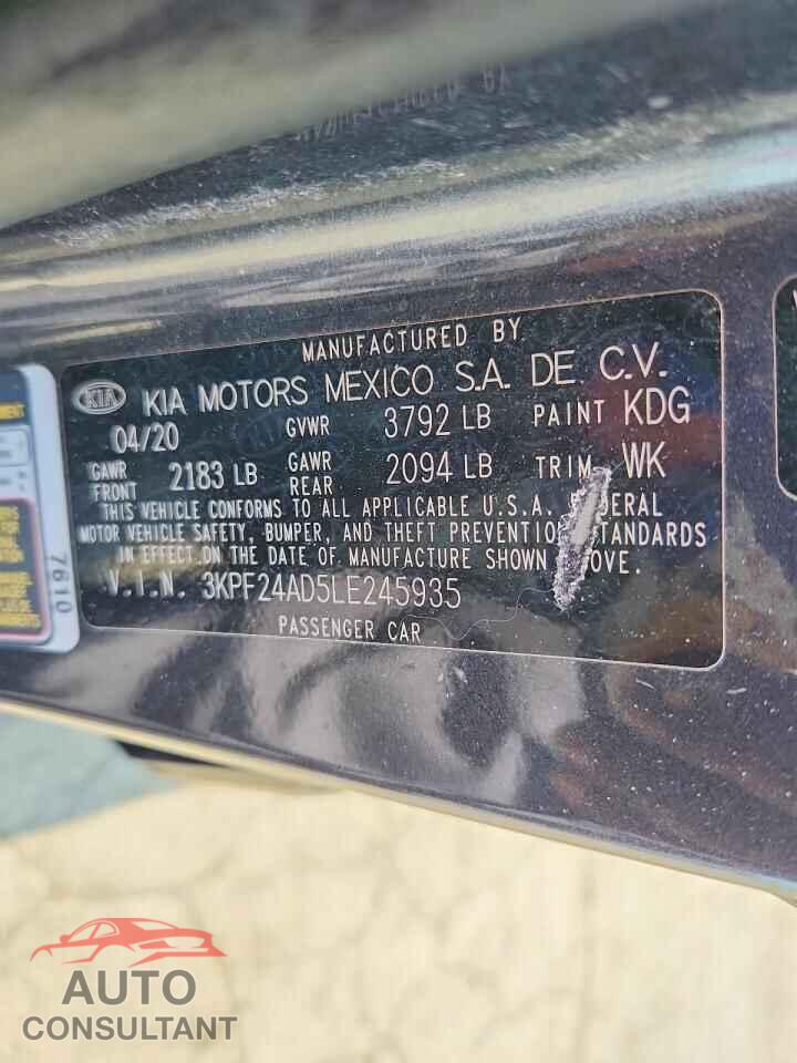 KIA FORTE 2020 - 3KPF24AD5LE245935