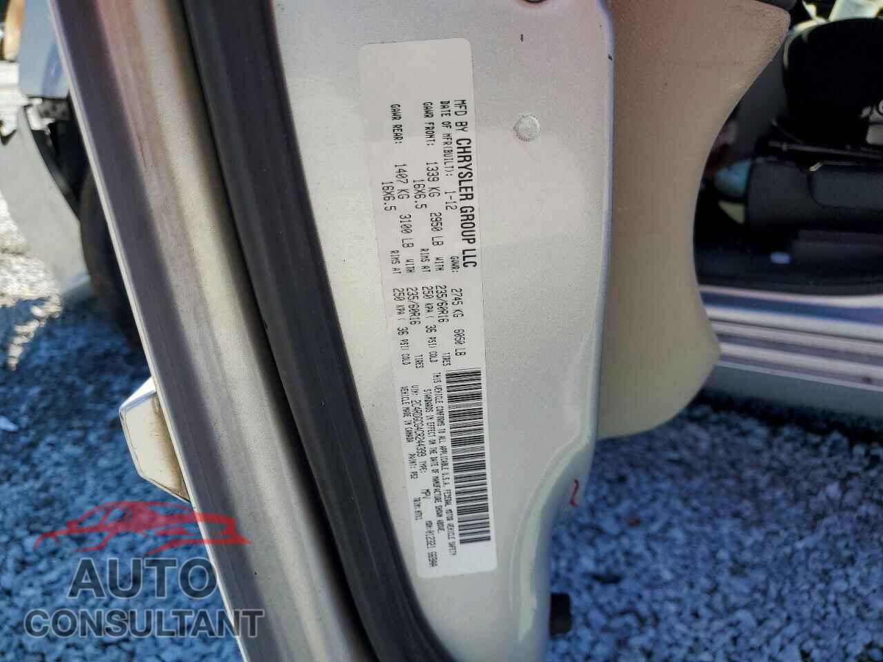 DODGE CARAVAN 2012 - 2C4RDGCG4CR244399