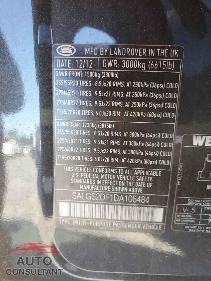 LAND ROVER RANGEROVER 2013 - SALGS2DF1DA106484