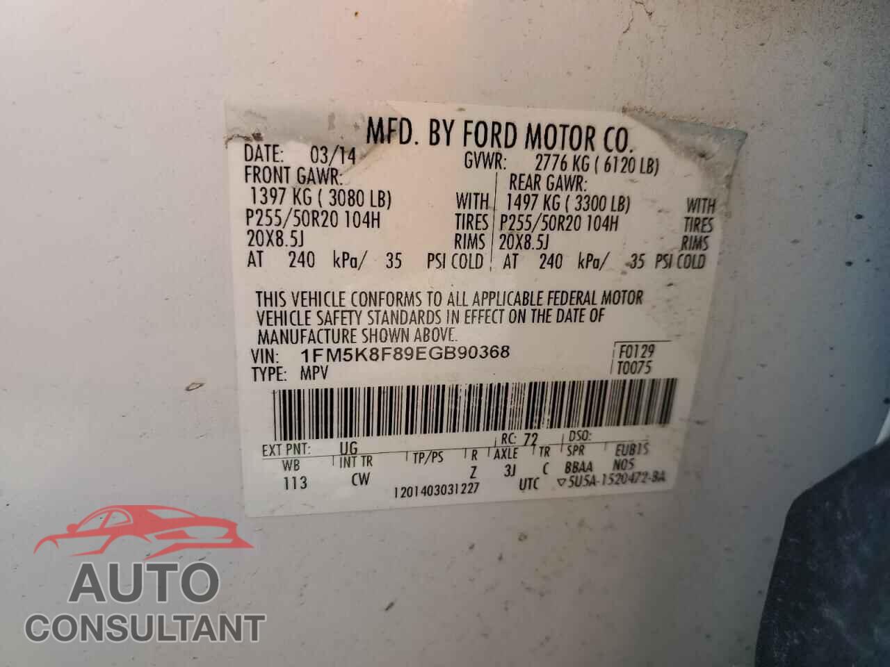 FORD EXPLORER 2014 - 1FM5K8F89EGB90368