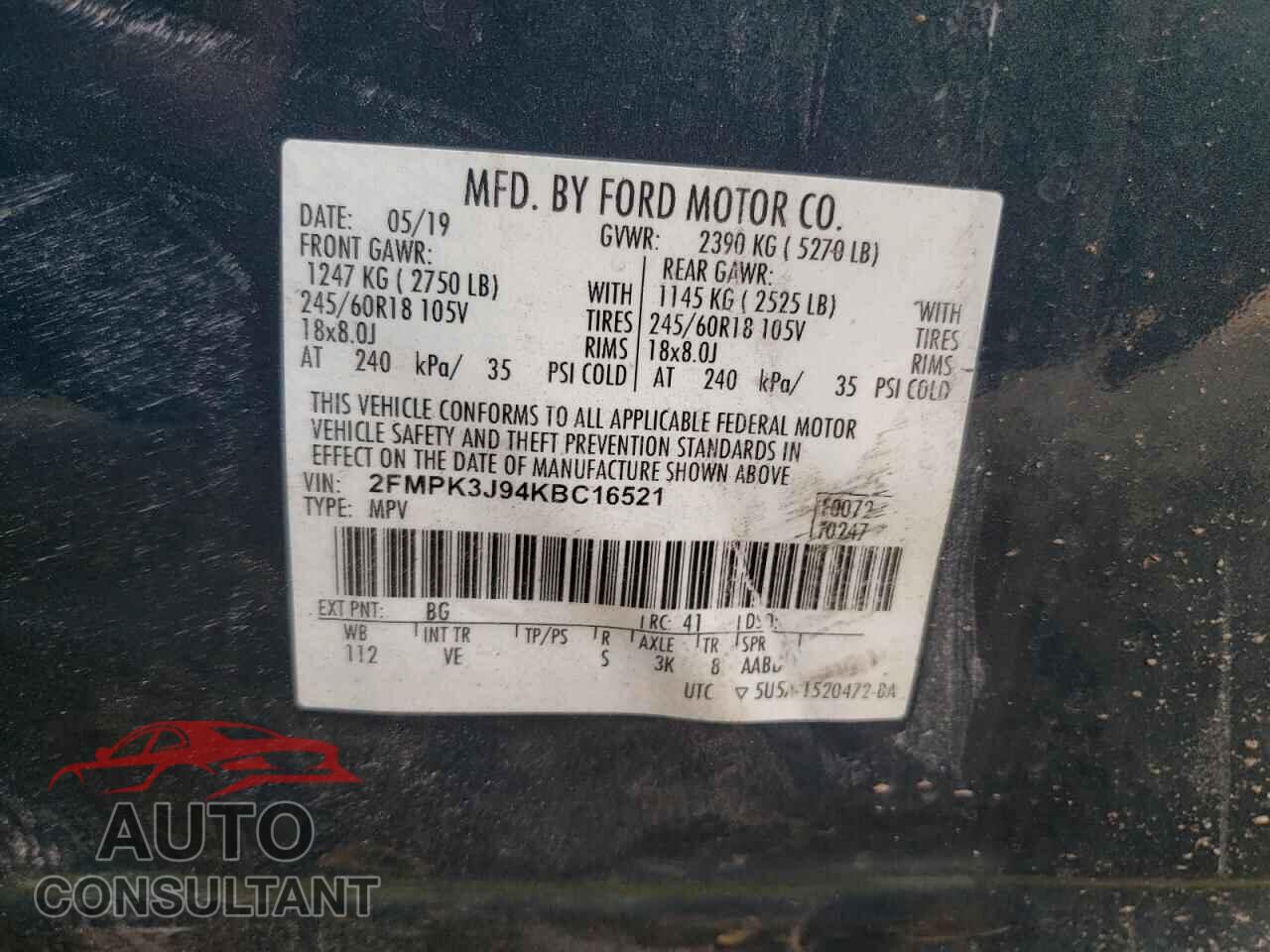 FORD EDGE 2019 - 2FMPK3J94KBC16521