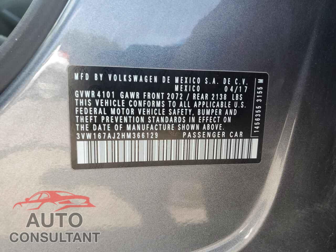 VOLKSWAGEN JETTA 2017 - 3VW167AJ2HM366129