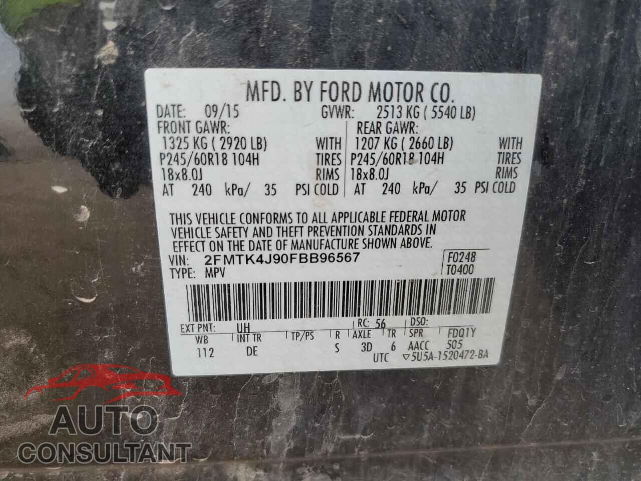 FORD EDGE 2015 - 2FMTK4J90FBB96567