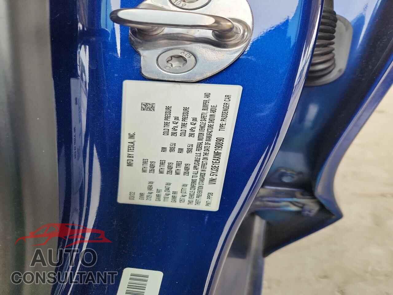 TESLA MODEL 3 2022 - 5YJ3E1EAXNF190890