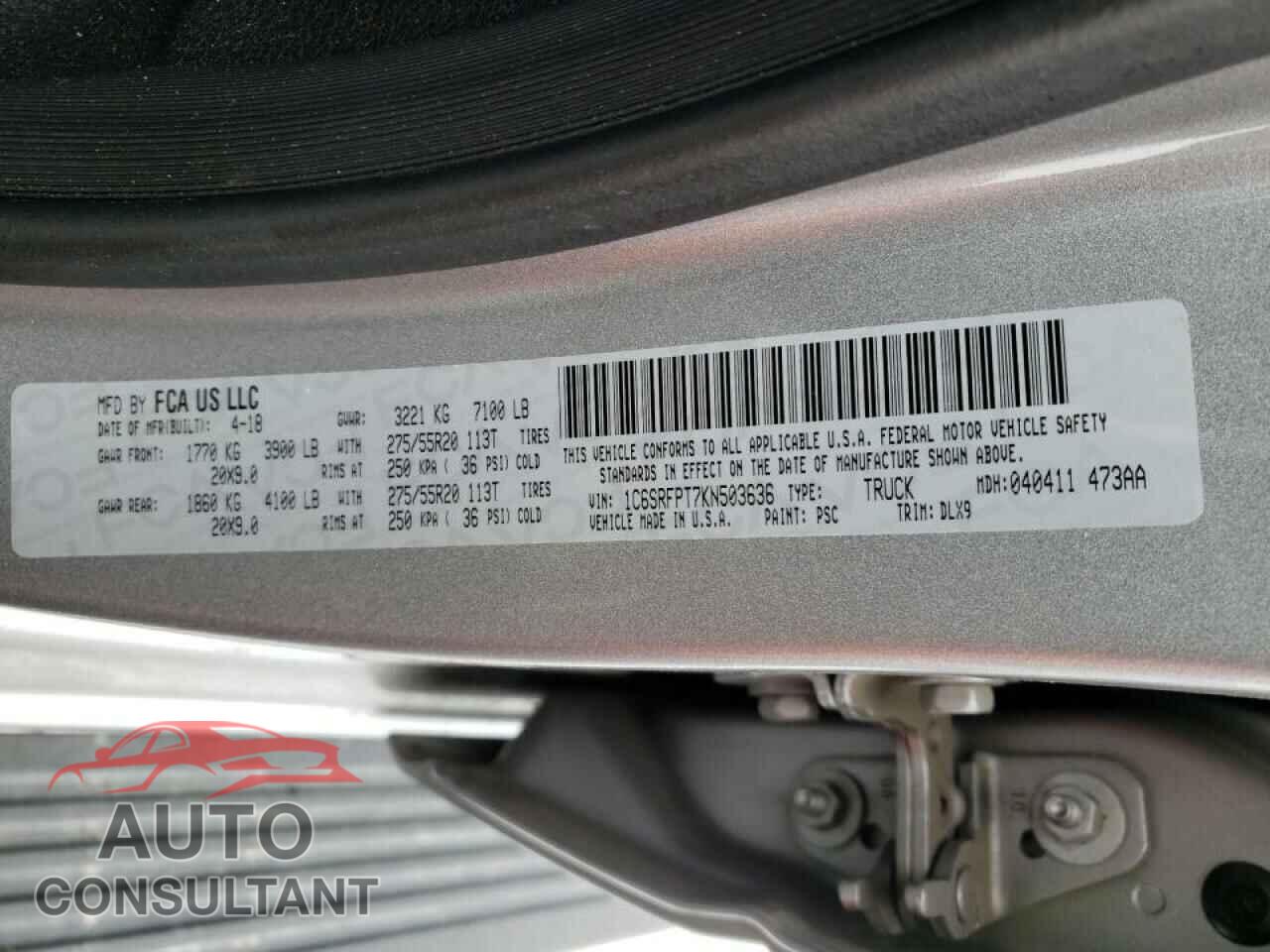 RAM 1500 2019 - 1C6SRFPT7KN503636