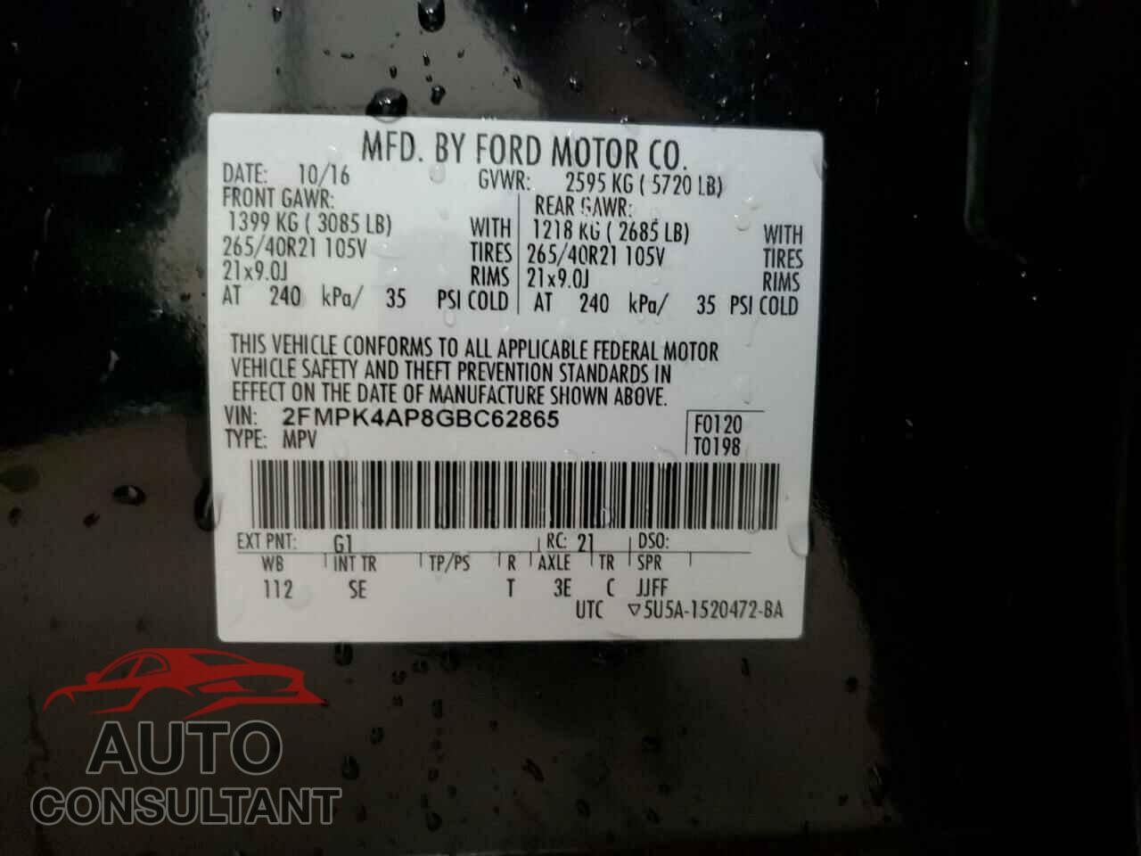 FORD EDGE 2016 - 2FMPK4AP8GBC62865