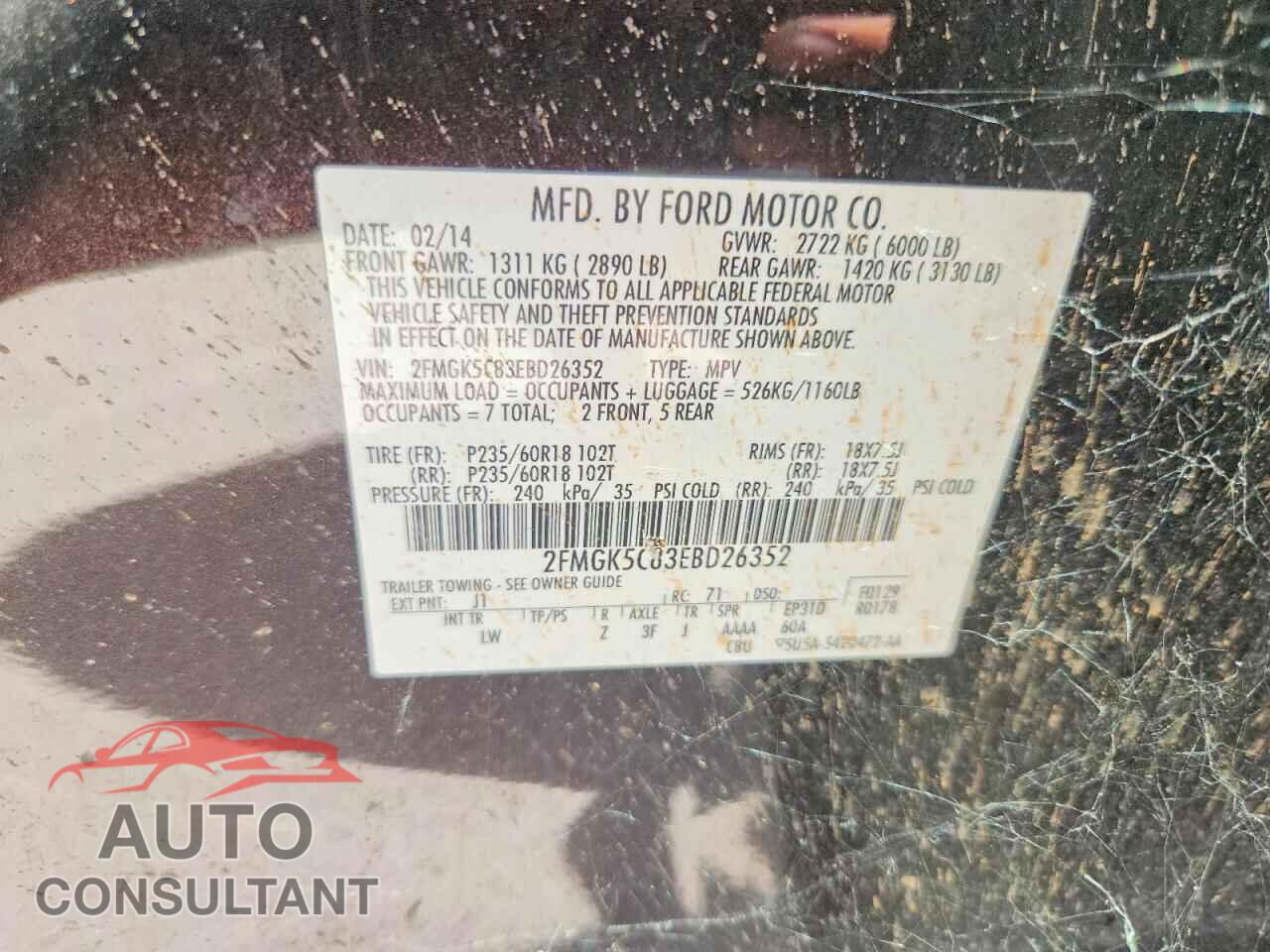 FORD FLEX 2014 - 2FMGK5C83EBD26352