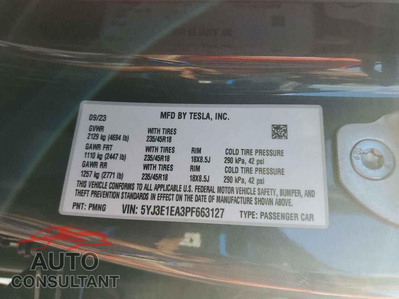TESLA MODEL 3 2023 - 5YJ3E1EA3PF663127
