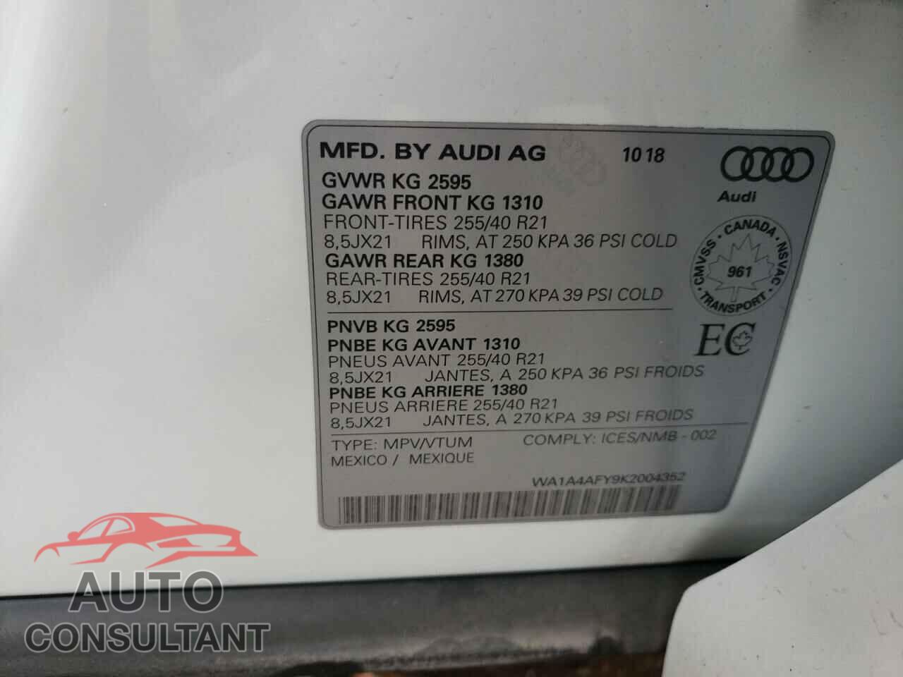 AUDI SQ5 2019 - WA1A4AFY9K2004352