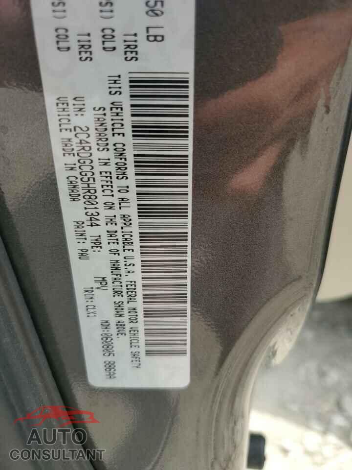 DODGE CARAVAN 2017 - 2C4RDGCG5HR801344
