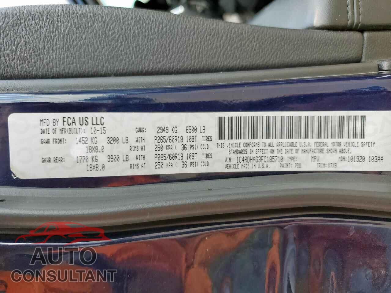 DODGE DURANGO 2015 - 1C4RDHAG3FC185710