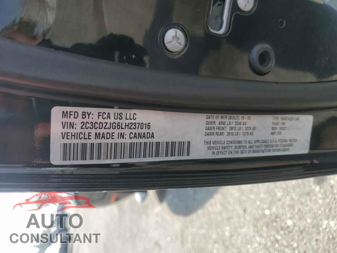 DODGE CHALLENGER 2020 - 2C3CDZJG6LH237016