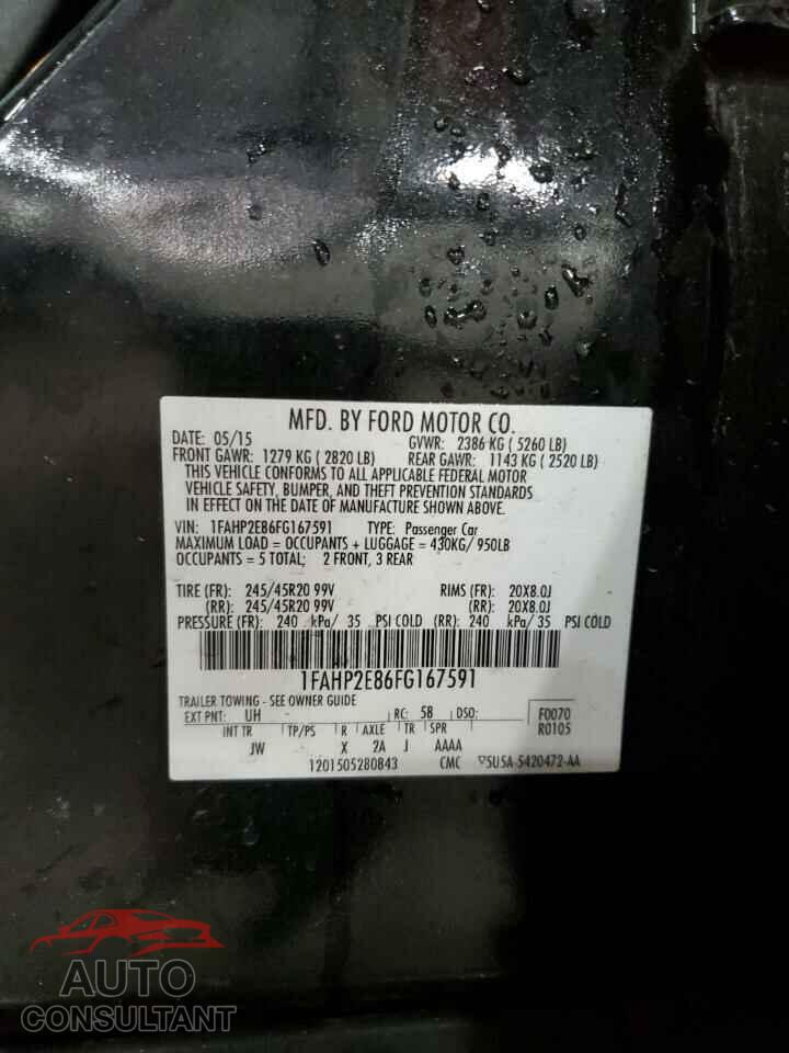 FORD TAURUS 2015 - 1FAHP2E86FG167591