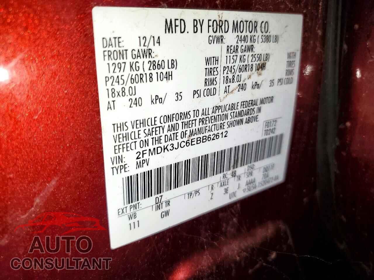 FORD EDGE 2014 - 2FMDK3JC6EBB62612