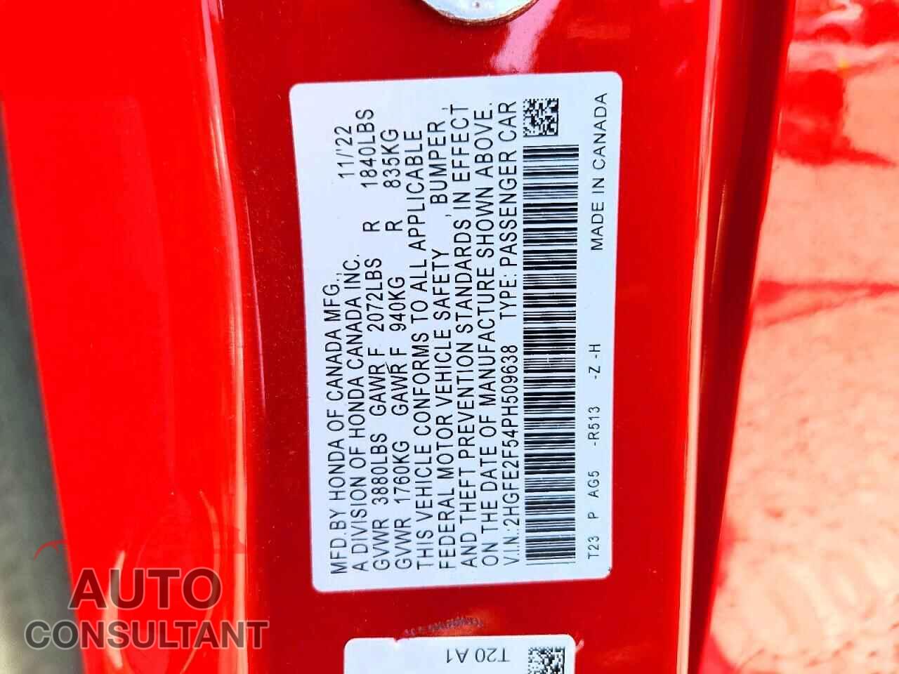 HONDA CIVIC 2023 - 2HGFE2F54PH509638