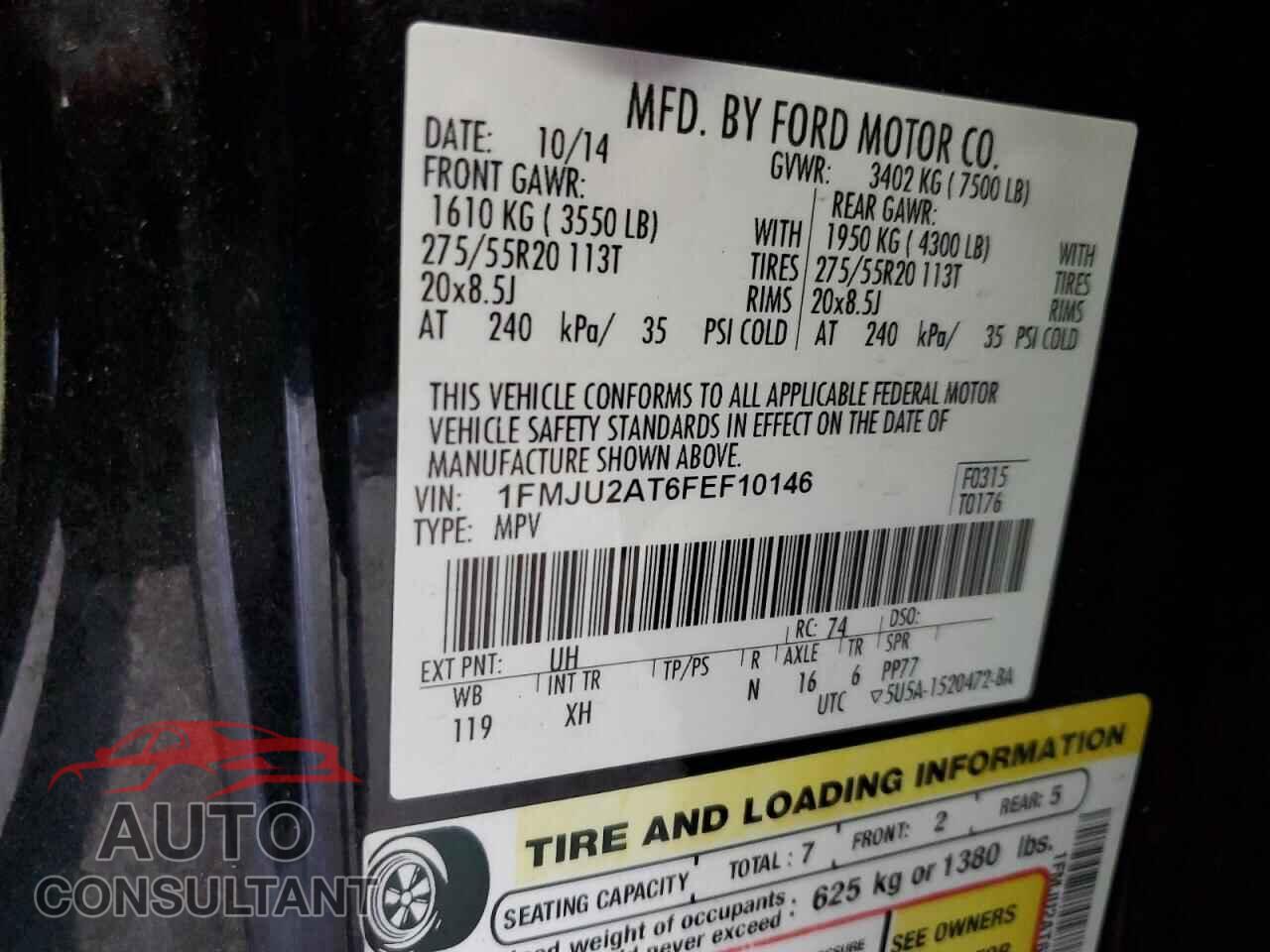 FORD EXPEDITION 2015 - 1FMJU2AT6FEF10146