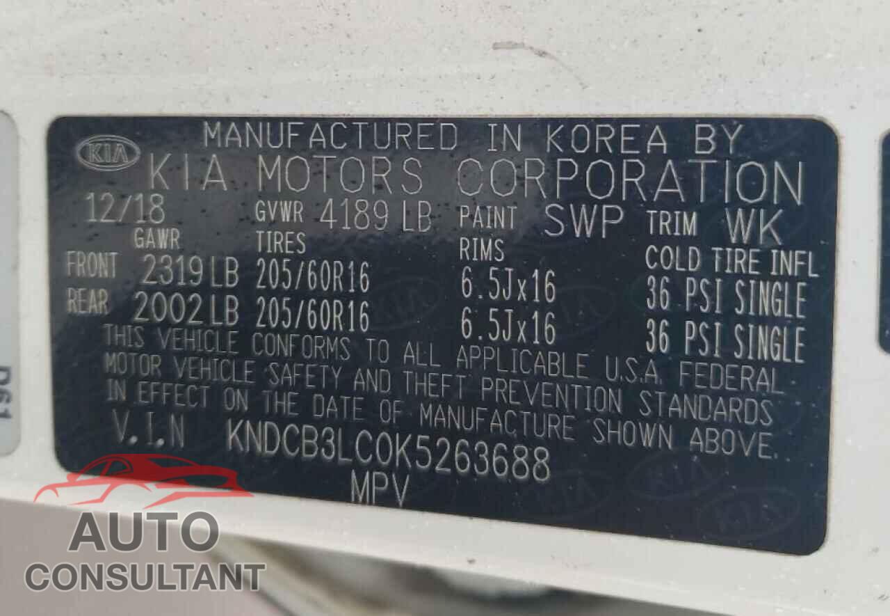 KIA NIRO 2019 - KNDCB3LC0K5263688