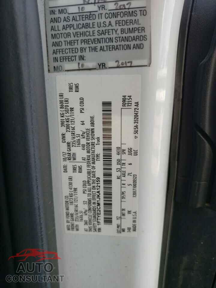 FORD TRANSIT 2018 - 1FTYE2CM1JKA12159