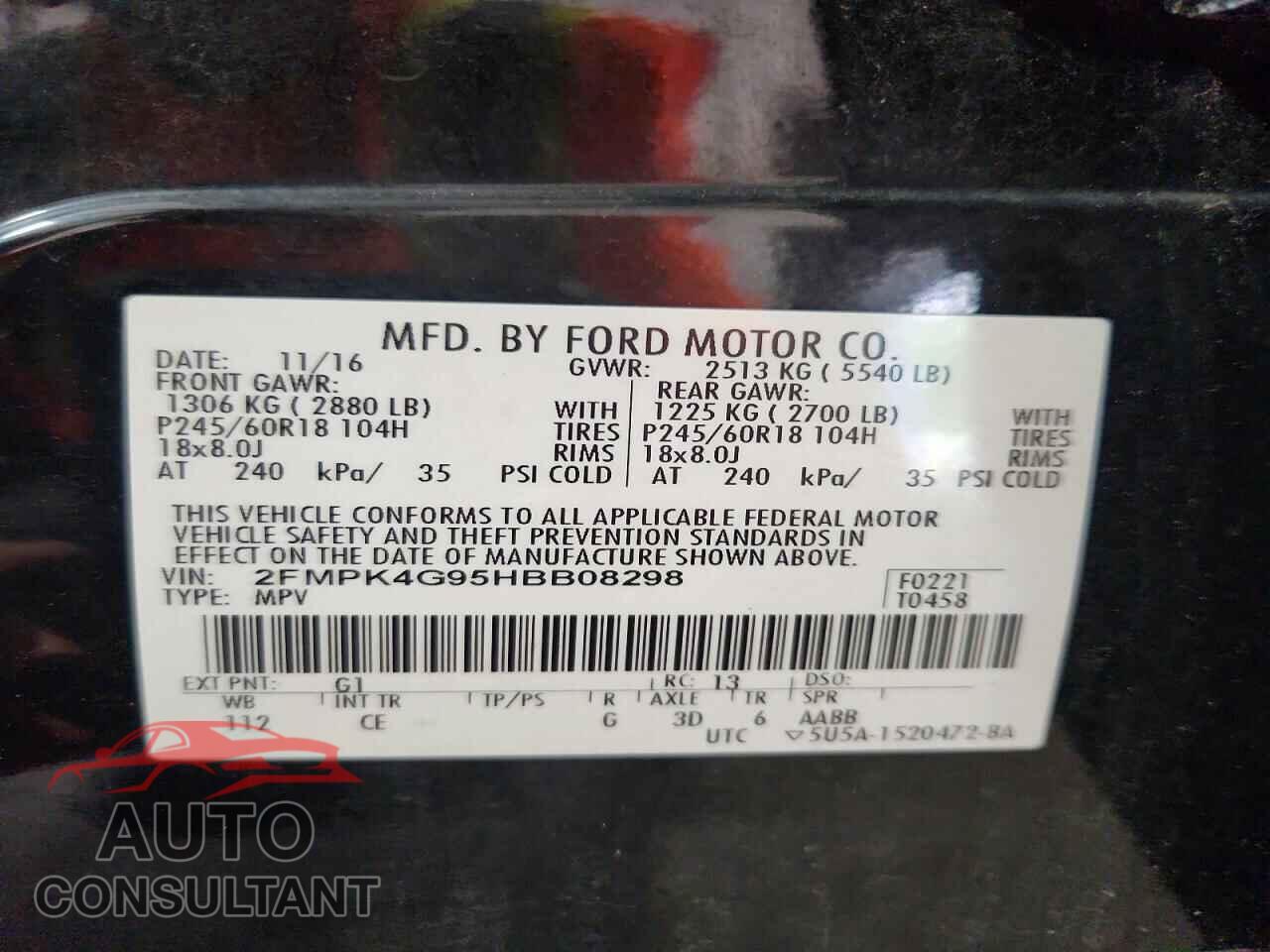 FORD EDGE 2017 - 2FMPK4G95HBB08298