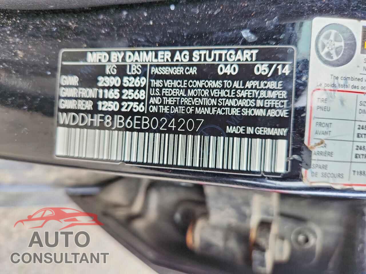 MERCEDES-BENZ E-CLASS 2014 - WDDHF8JB6EB024207