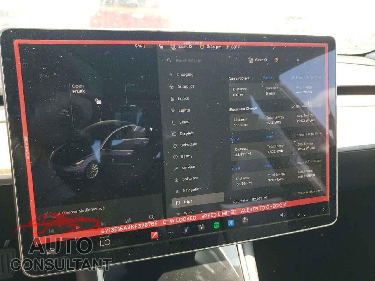TESLA MODEL 3 2019 - 5YJ3E1EA4KF326765