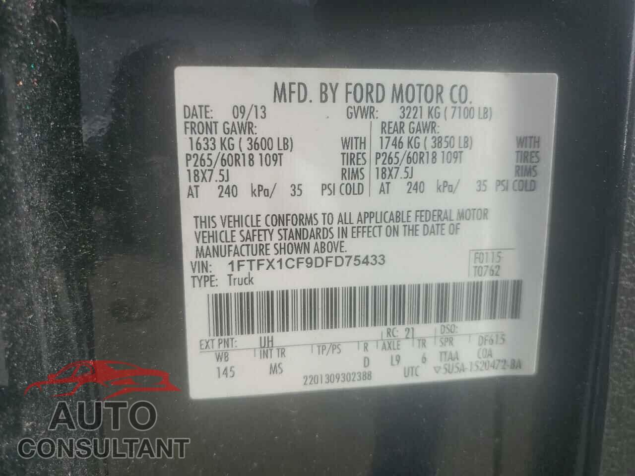 FORD F-150 2013 - 1FTFX1CF9DFD75433