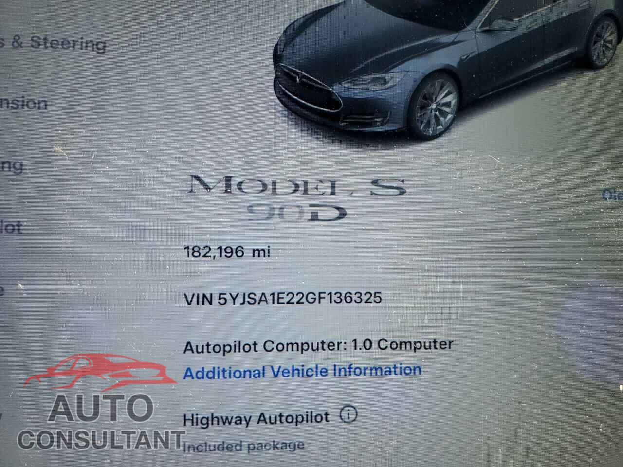 TESLA MODEL S 2016 - 5YJSA1E22GF136325