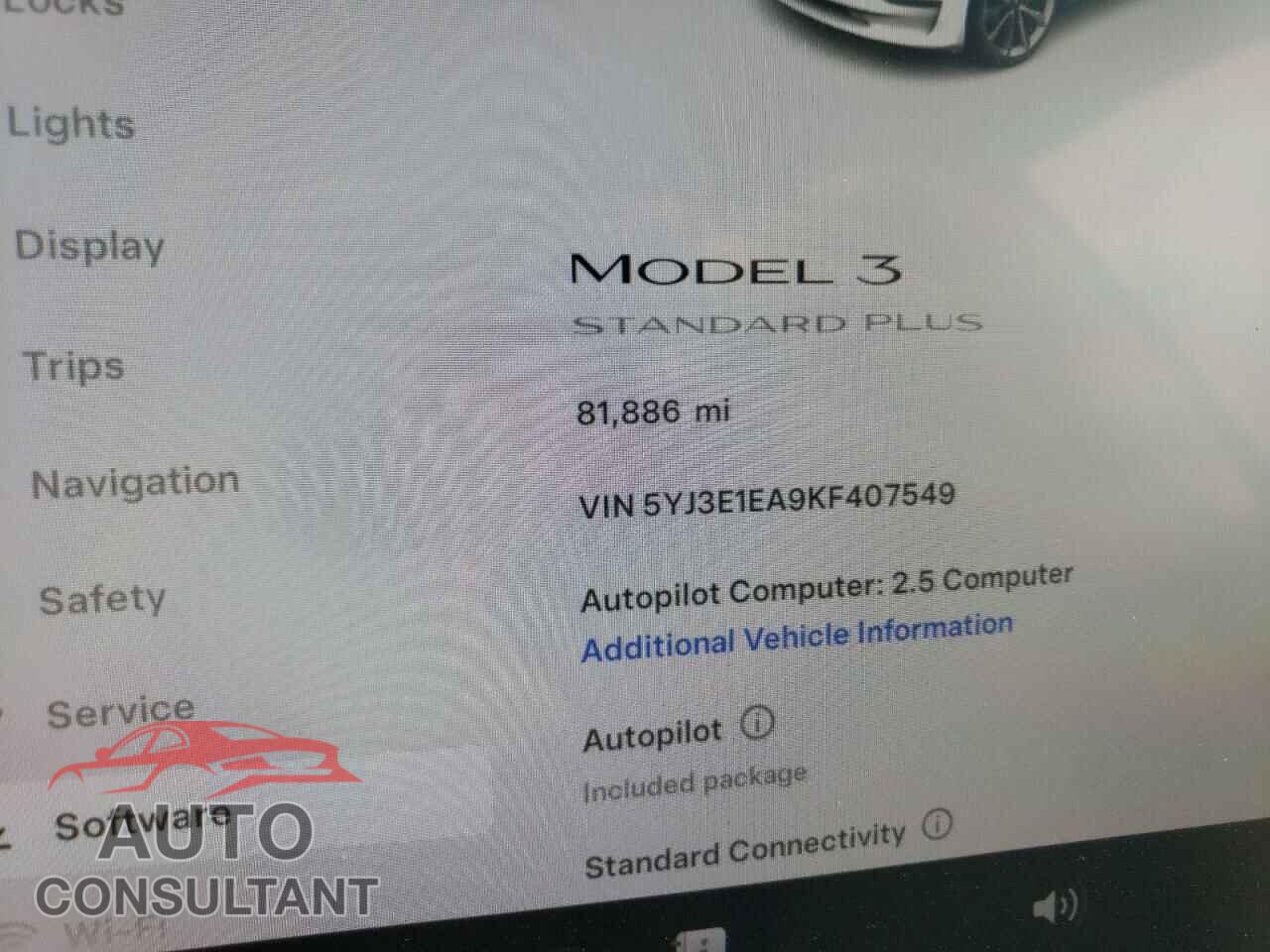 TESLA MODEL 3 2019 - 5YJ3E1EA9KF407549