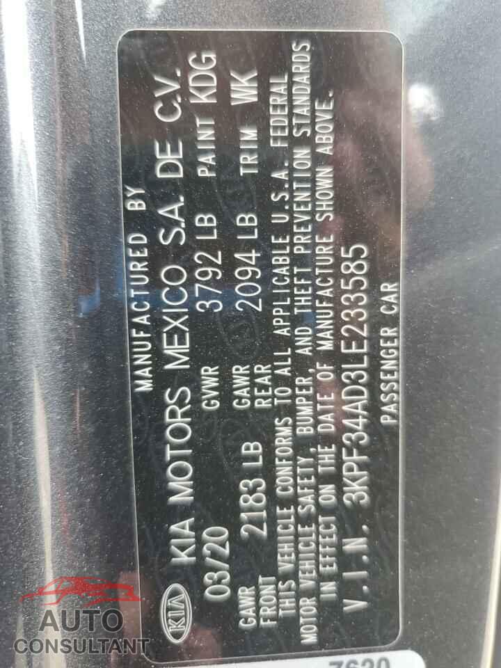 KIA FORTE 2020 - 3KPF34AD3LE233585
