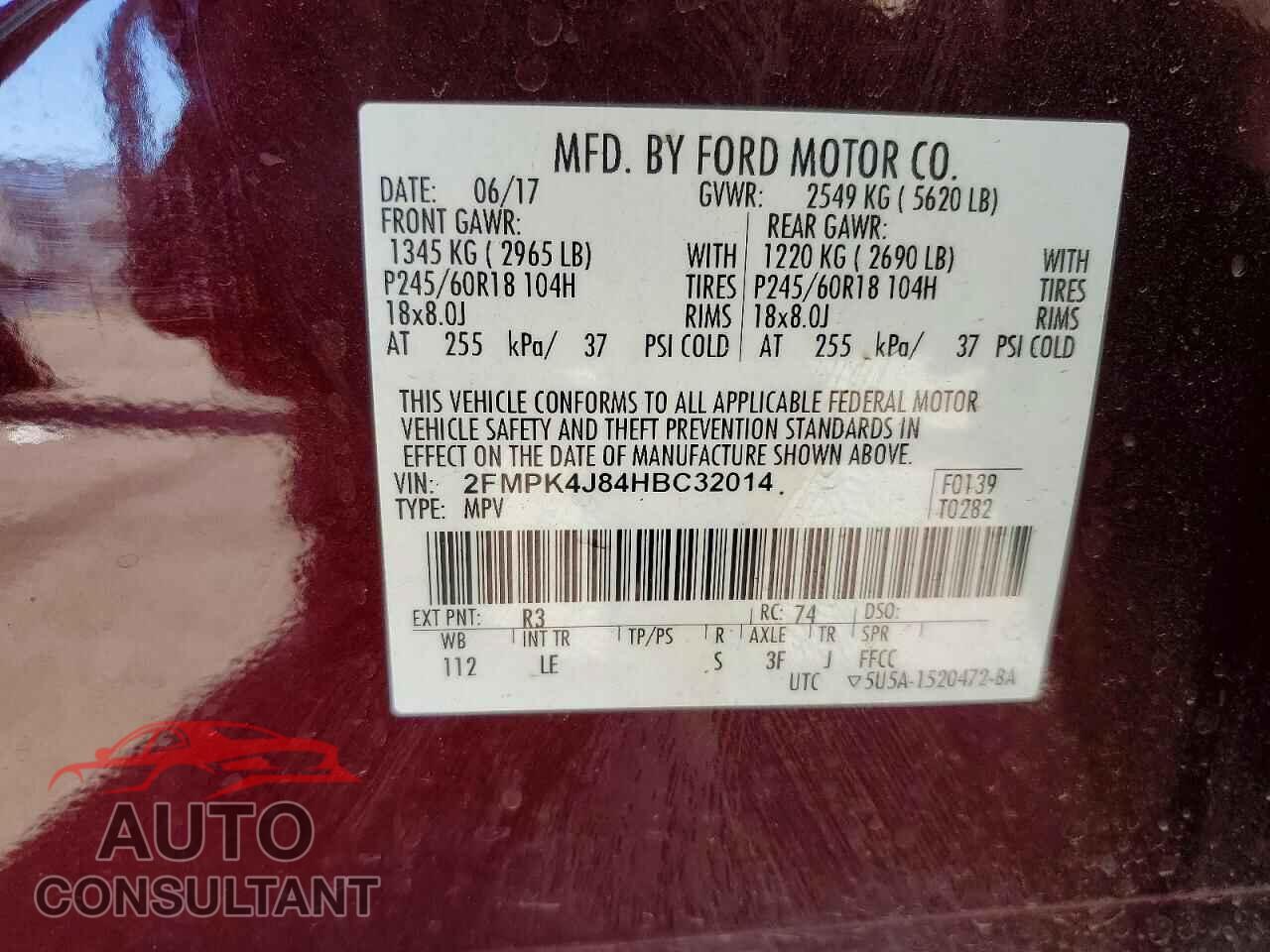 FORD EDGE 2017 - 2FMPK4J84HBC32014