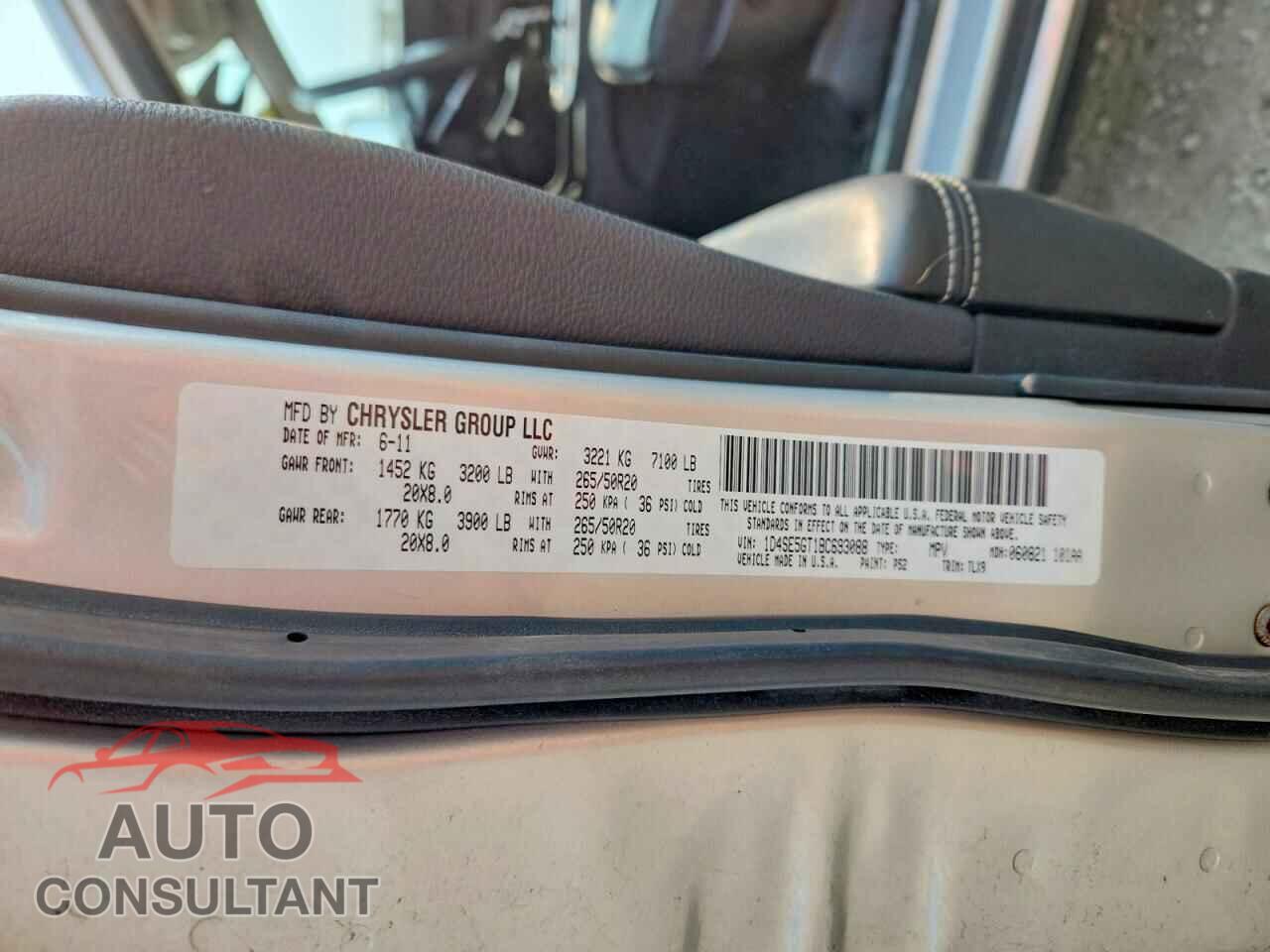 DODGE DURANGO 2011 - 1D4SE5GT1BC693088