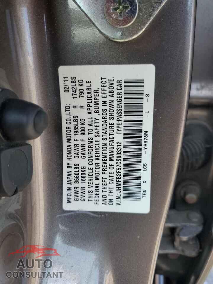 HONDA CIVIC 2012 - JHMFB2F57CS003312