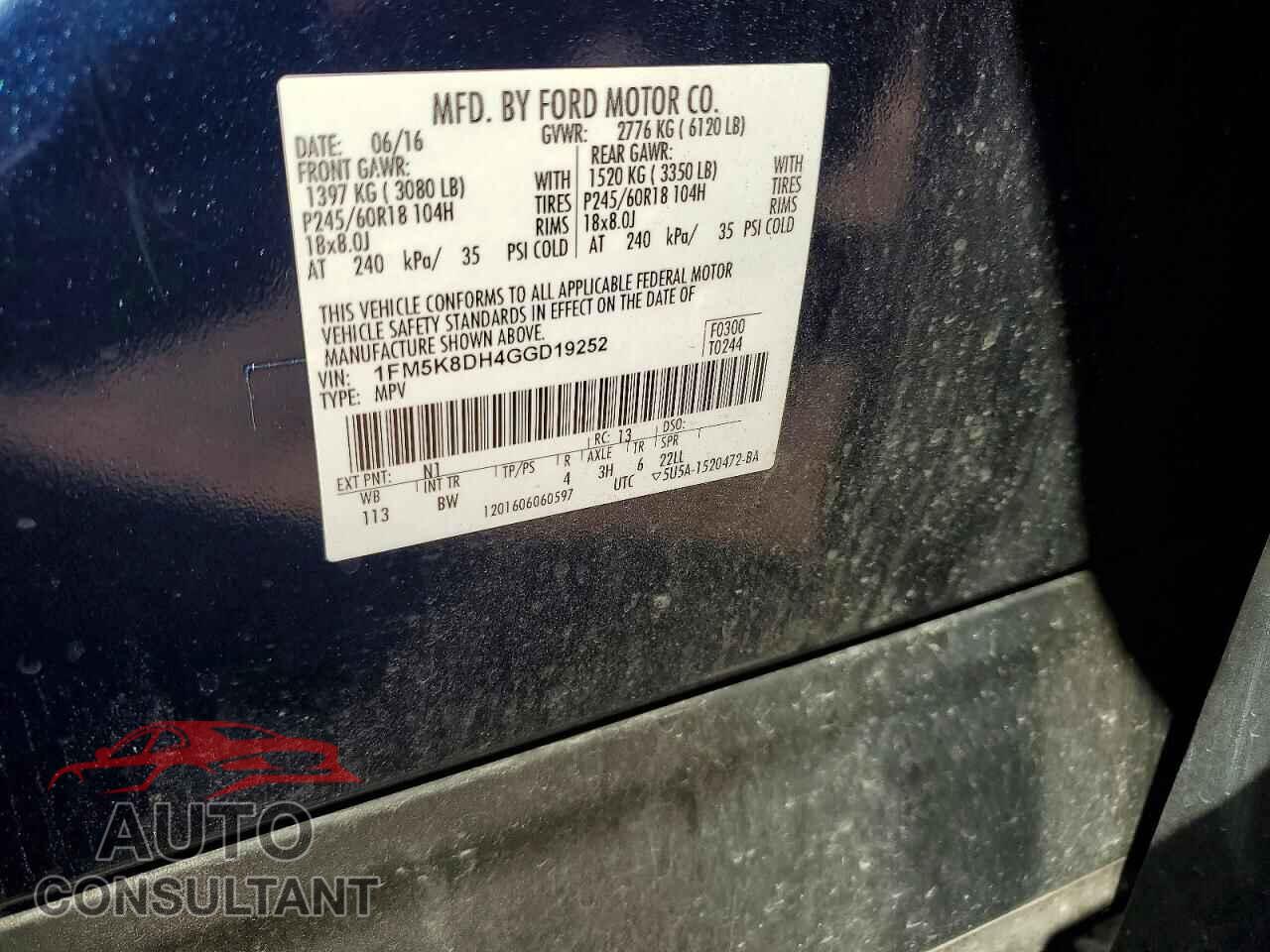 FORD EXPLORER 2016 - 1FM5K8DH4GGD19252