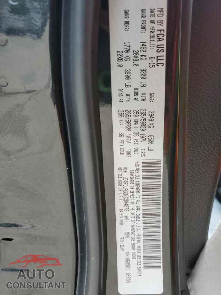 DODGE DURANGO 2015 - 1C4RDJAG3FC904672