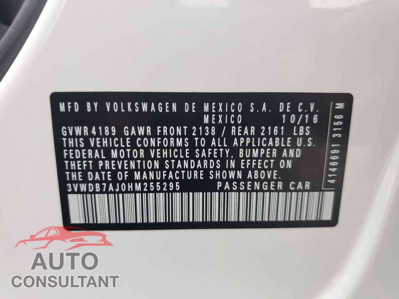 VOLKSWAGEN JETTA 2017 - 3VWDB7AJ0HM255295