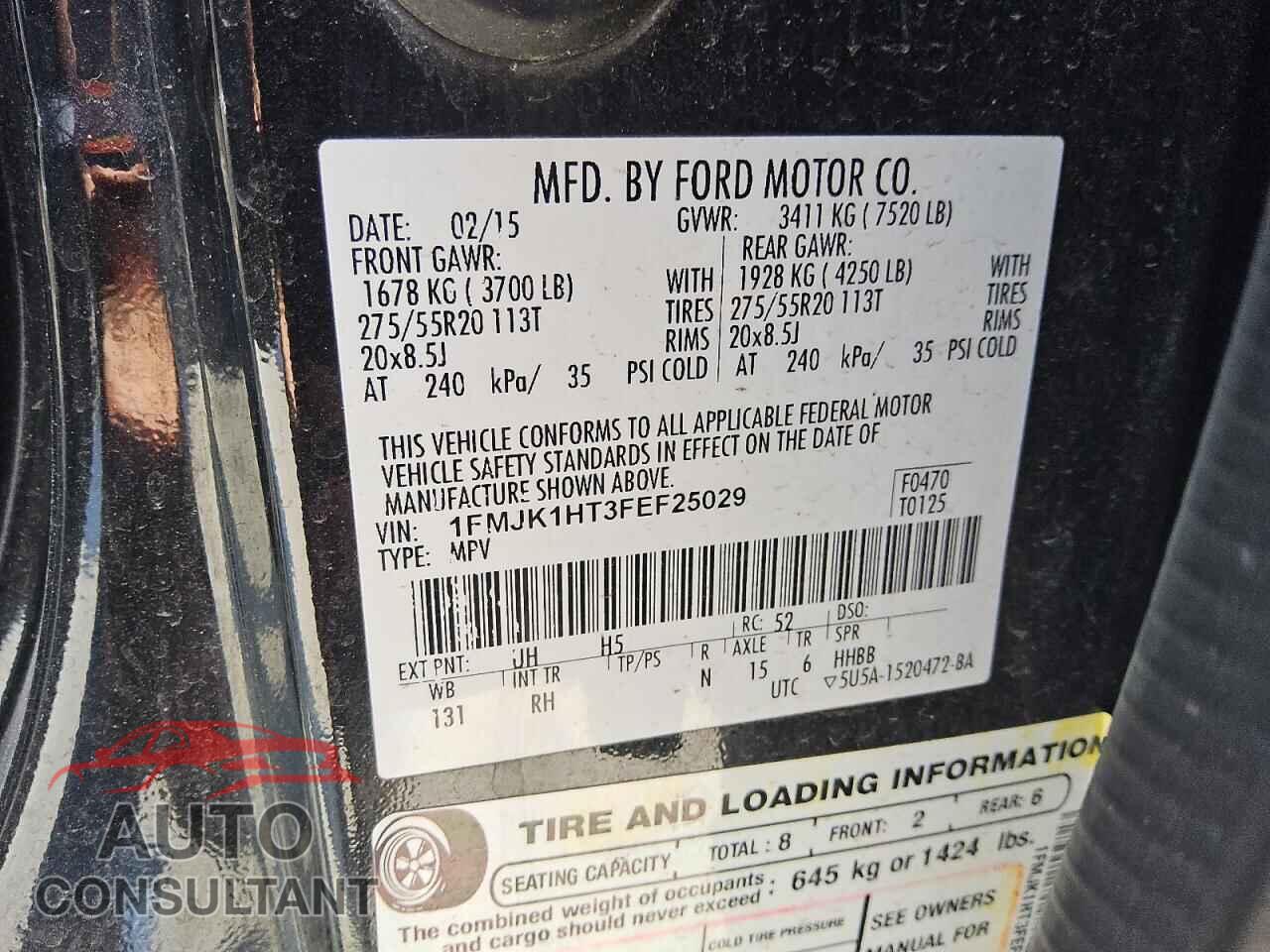 FORD EXPEDITION 2015 - 1FMJK1HT3FEF25029