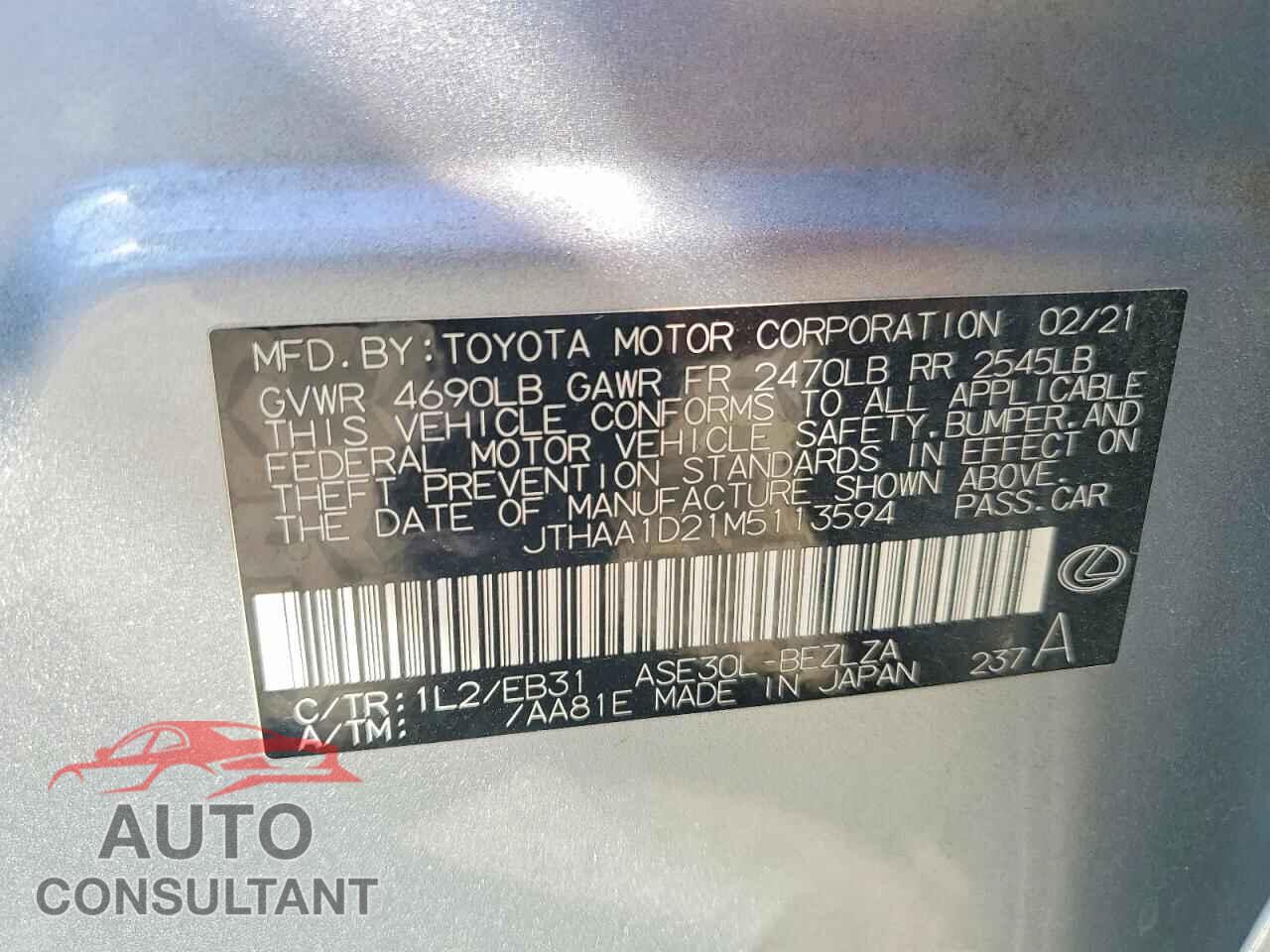LEXUS IS 2021 - JTHAA1D21M5113594